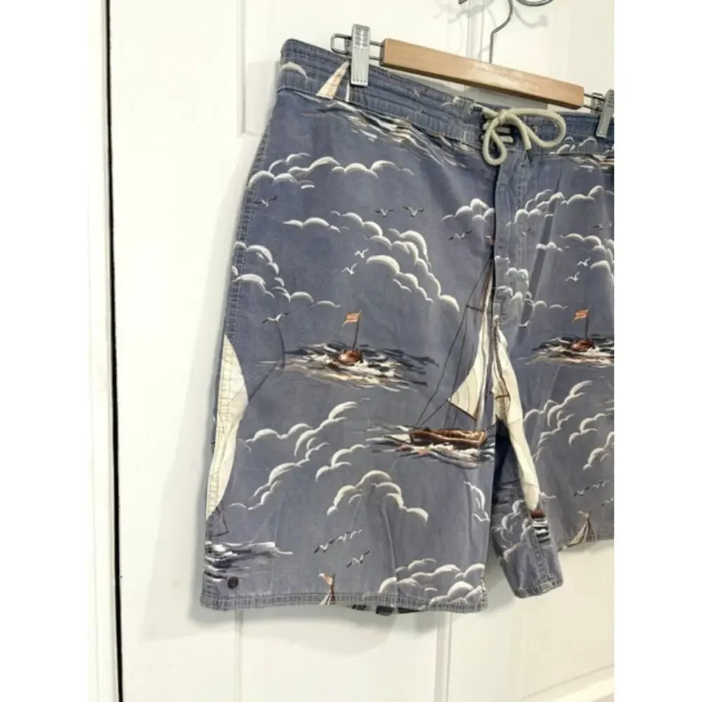 Vintage Polo Ralph Lauren Sailboat Swim Trunks XL All Over Print 90's Nautical